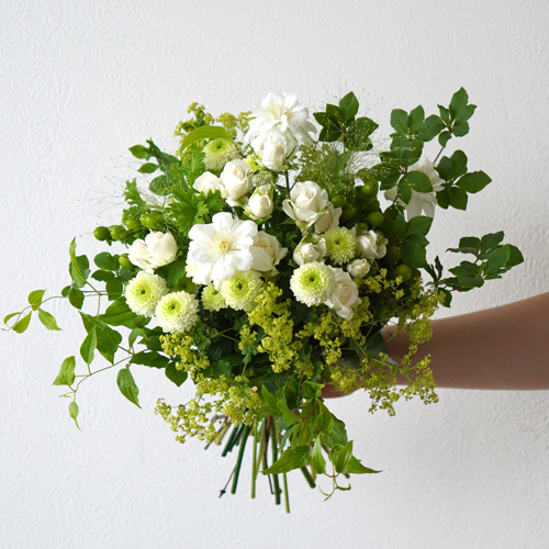 白グリーンの花束