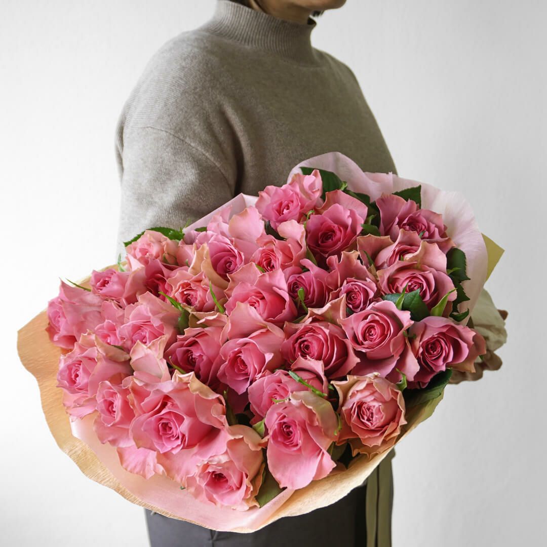 ピンクのバラの花束(大輪30本）