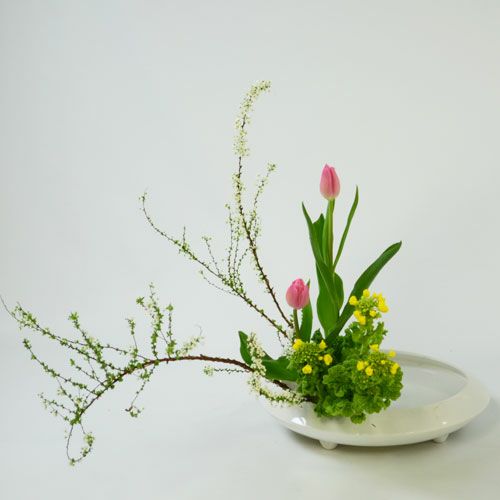 早春いけばな花材　<雪柳・チューリップ・菜の花>