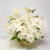 お供え花 胡蝶蘭とユリの純白のアレンジメント
