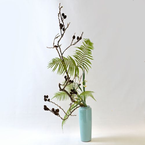 冬いけばな花材＜榛の木・日本水仙・裏白羊歯＞