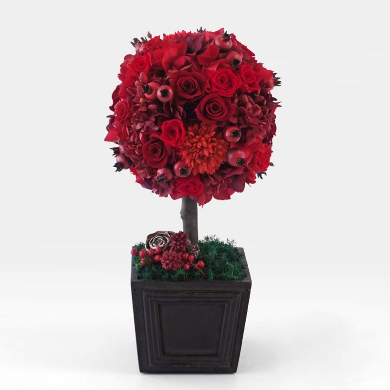 【お歳暮・クリスマス】赤いバラやハイドランジアのプリザーブドフラワー