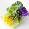 【父の日】黄色いカラーと淡いブルーとグリーンのアジサイの花束