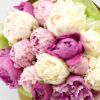 【母の日】濃いピンク、淡いピンク、白の3種の芍薬(ピオニー)の花束
