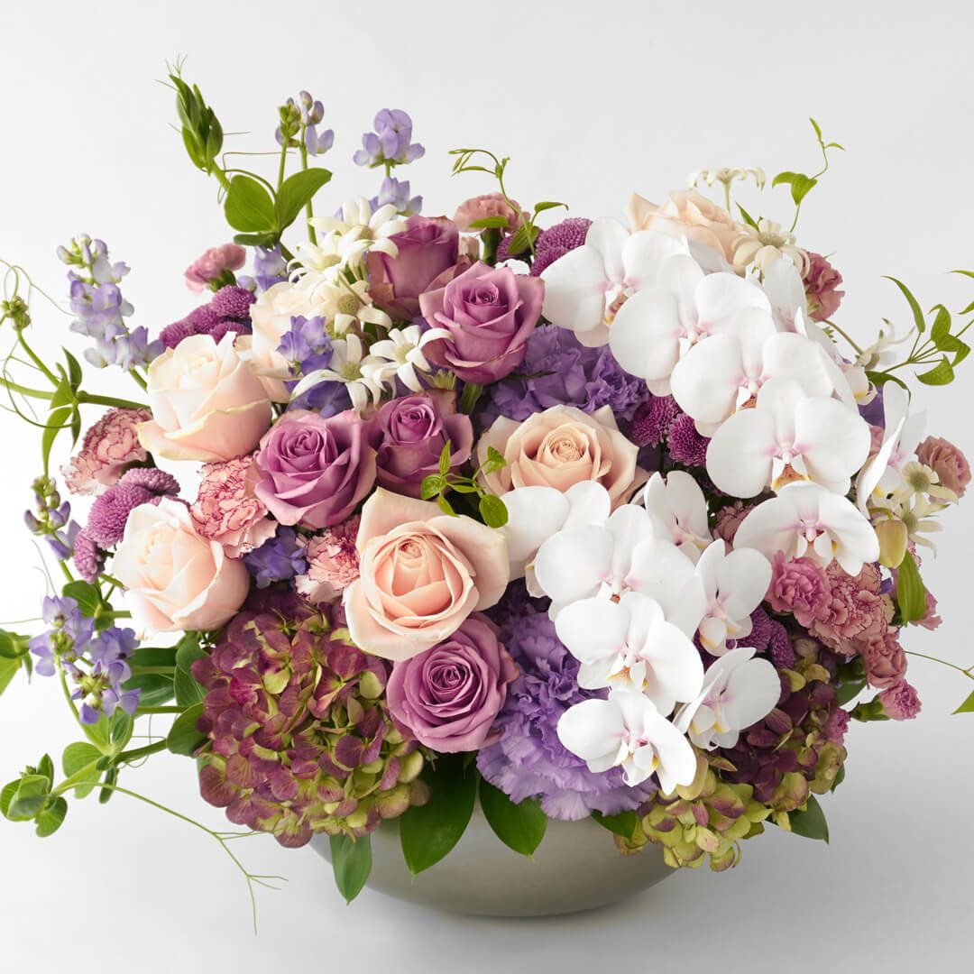 【母の日】濃淡ピンクの大輪バラやカーネーションのアレンジメント