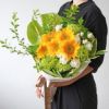 【父の日】黄色いヒマワリとグリーンのアンスリウムの花束