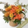 【敬老の日】オレンジのバラやマムのアレンジメント