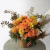 【敬老の日】オレンジのバラやマムのアレンジメント