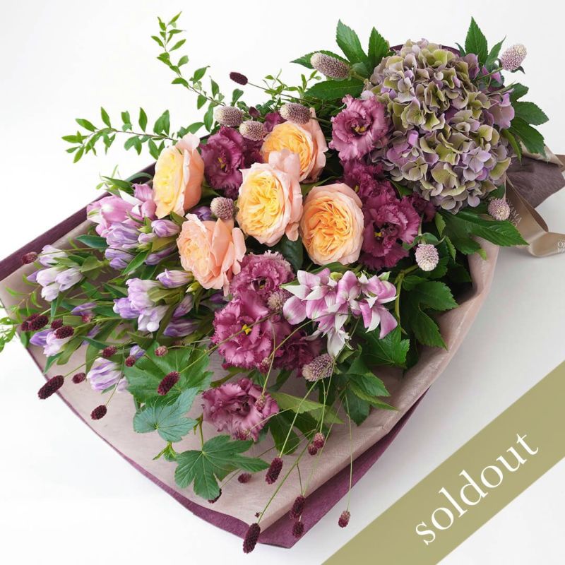 【敬老の日】オレンジのバラやトルコキキョウの花束