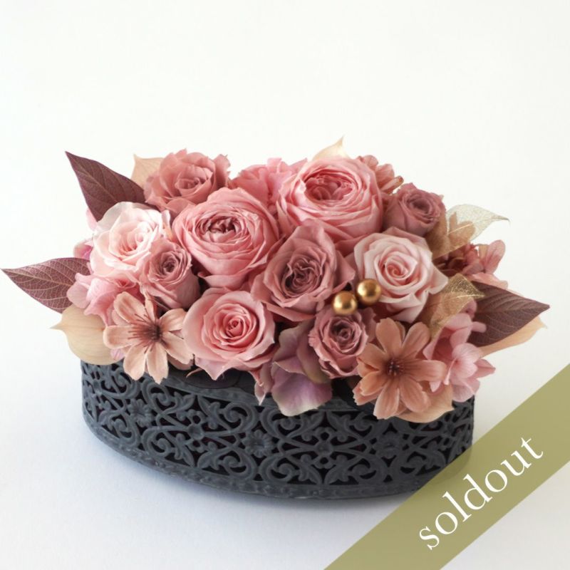 【お歳暮・クリスマス】ピンクのバラやハイドランジアのプリザーブドフラワー