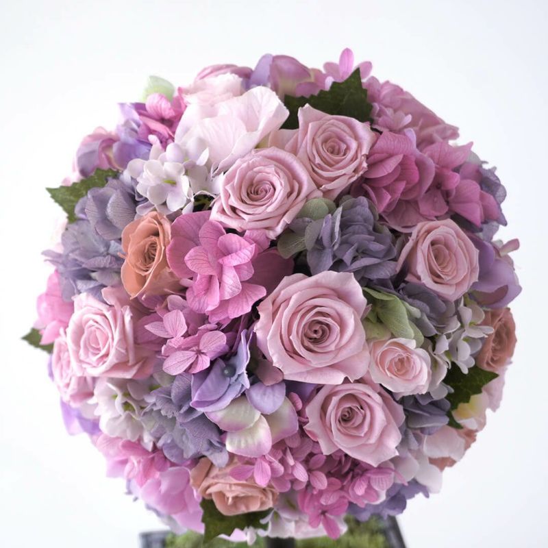 【お歳暮・クリスマス】ピンクバラやハイドランジアのプリザーブドフラワー